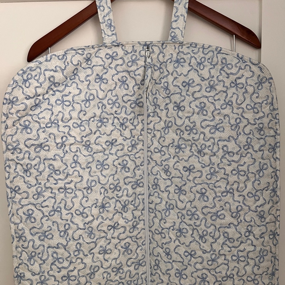 Baby Blue and White Ribbon Garment Travel Bag